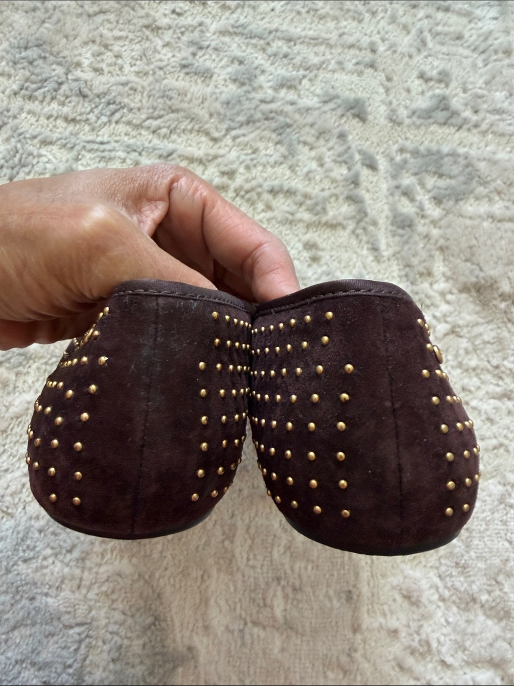 UGG Women's Dark Brown Studded Suede Slip-Ons - Picture 2 of 7